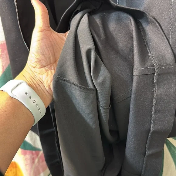 Elie Tahari black faux leather trim zip front short sleeved midi dress Size 4 - Picture 6 of 9